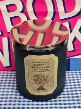 BBW Backyard Honeysuckle Single Wick Candle Home Fragrance Decor